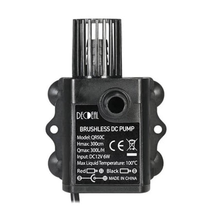 Compact Brushless Fountain Pump For Small Indoor Water Features — compact brushless DC pump with suction cups, PC housing, quiet amphibious design
