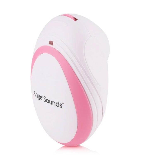Compact Fetal Doppler Heartbeat Monitor for Home Use - pink and white portable AngelSounds JPD-100S mini with 3M probe, headphone output and USB recording