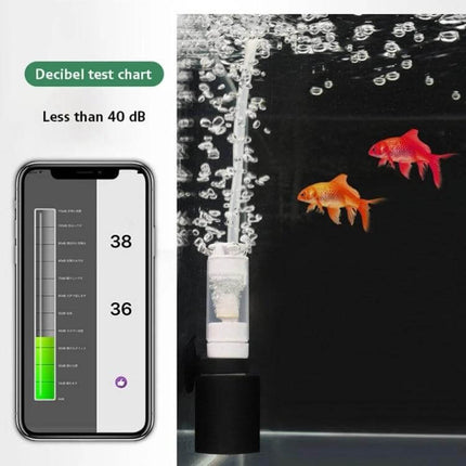 Compact Fish Tank Pneumatic Filter Oxygenator For Freshwater shown in nano aquarium producing bubbles and quiet operation under 40 dB