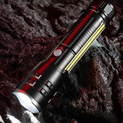 Compact Pen Clip Flashlight For Everyday Outdoor Use – compact aluminum penlight with clip, COB side light, telescopic head and one-handed control for camping and repairs