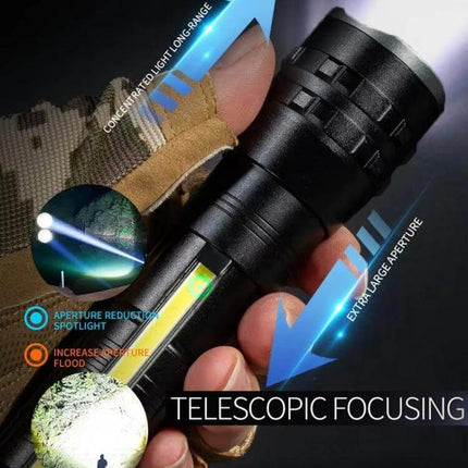 Compact Pen Clip Flashlight For Everyday Outdoor Use - handheld telescopic focusing aluminum pen light with COB side light and clip