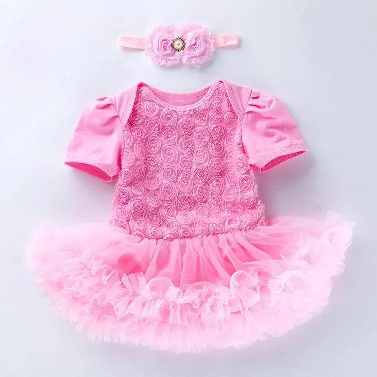 Compound Rose Dress Two-Piece Baby Romper Tutu Skirt 59 66 73 80