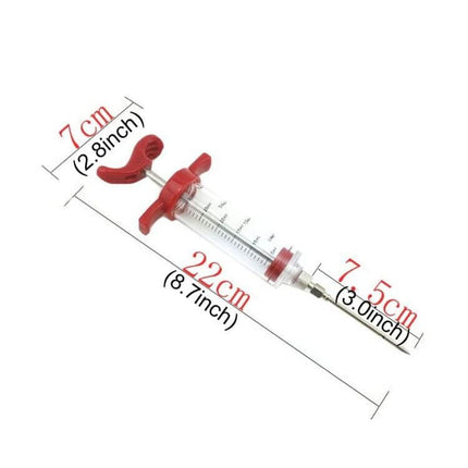 Condiment Syringe Marinade Injector For Turkey And Steak - 22x7cm food-grade marinade injector with measurements for turkey and steak