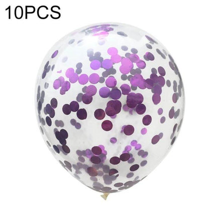 Confetti Balloons 12 Inch for Weddings and Birthday Parties - clear latex balloon with purple confetti for table centerpieces