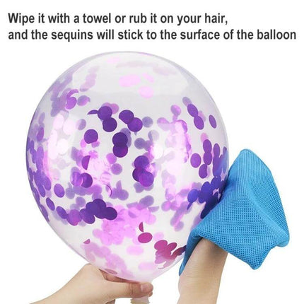 Confetti Balloons 12 Inch for Weddings and Birthday Parties clear latex balloon prefilled with purple confetti for table centerpieces and décor