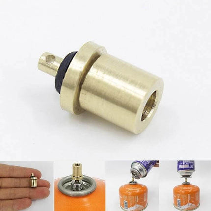 Copper Gas Tank Valve for Outdoor Burner, Camping Refill Accessory - compact copper refill valve for portable camping gas canisters