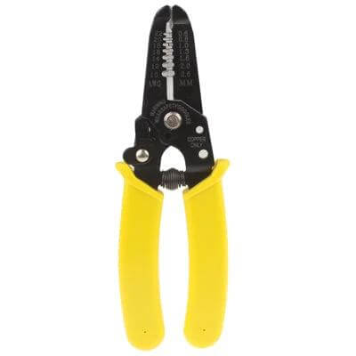 Copper Wire Stripper Pliers For Electrical Wiring Projects - yellow-handled precision wire stripper for AWG 10–22, clean strips on copper conductors