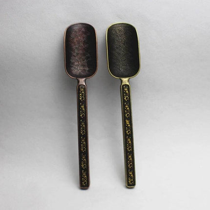 Copper-Zinc Flower Pattern Tea Spoon for Everyday Tea - pair of 16cm copper-zinc alloy spoons with floral patterned handles and scoops