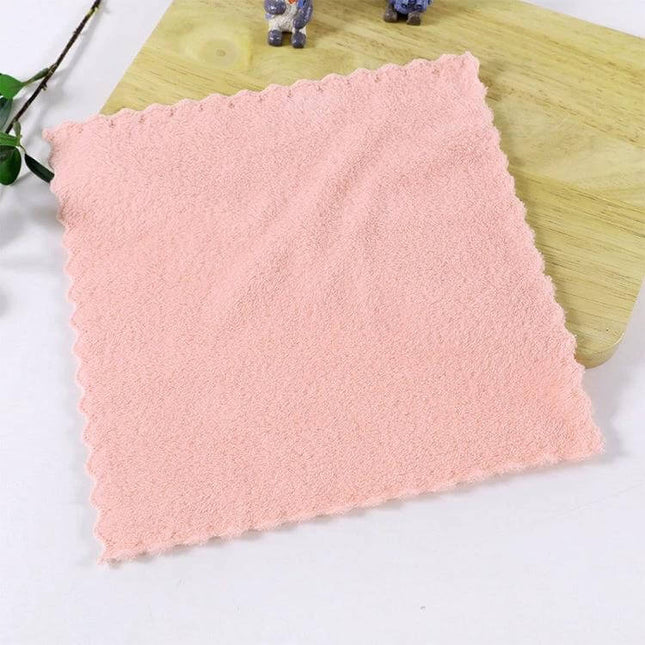 Coral Fleece Face Towel 30x30cm for Everyday Use at Home - Soft Pink plush towel for gentle daily facial care
