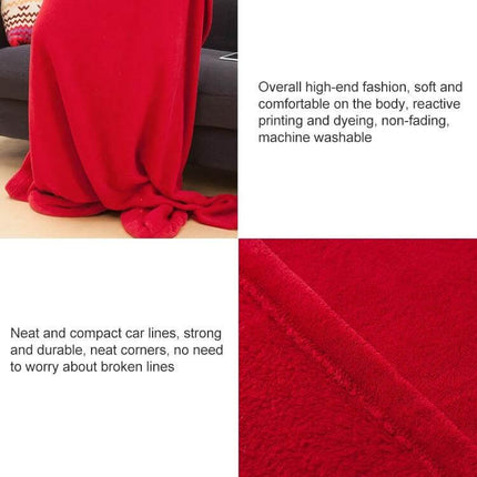 Coral Fleece TV Blanket For Spring And Autumn Soft Thick 123x212cm - Red polyester coral fleece sofa throw, soft warm lightweight