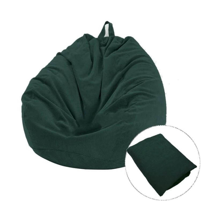 Corduroy Bean Bag Chair Cover in Three Sizes Available - dark green soft corduroy cover, breathable, fade-resistant, cover only (inner bean bag not included)