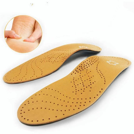 Corrected Flat Foot Arch Pad Insole, Sizes 35–46 Daily Wear - tan perforated orthotic insoles for arch support and foot stabilization
