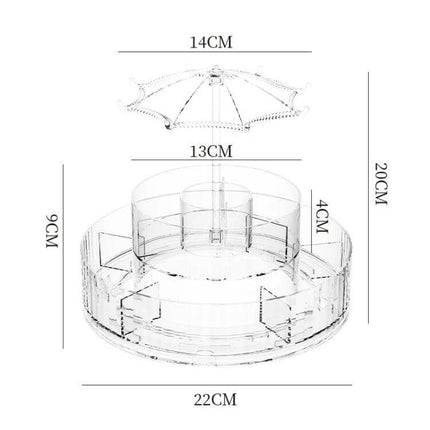 Cosmetic Storage Box With 360° Rotating Base For Easy Access - clear rotating acrylic makeup organizer with dimensions 22x20x9cm