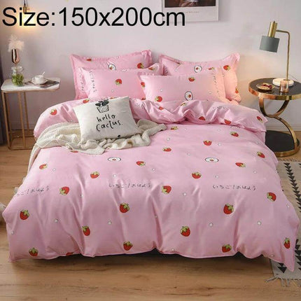 Cotton Duvet Cover Set, 180x220 cm Bedding For Everyday Comfort - pink strawberry quilted cotton blend bedding set with 2 pillowcases