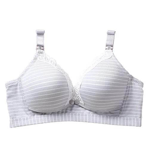 Cotton Front Clasp Nursing Bra For Comfortable Breastfeeding soft striped cotton bra with front clasp for easy one‑handed nursing and full cotton lining