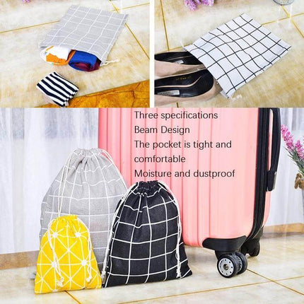 Cotton Linen Drawstring Sundries Storage Bag Three Sizes set of breathable mesh storage pouches for clothes shoes cosmetics and travel organization