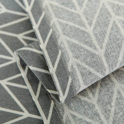 Cotton Linen Microwave Oven Dust Cover 30x90cm For Kitchen Use - grey cotton-linen fabric with subtle white geometric print