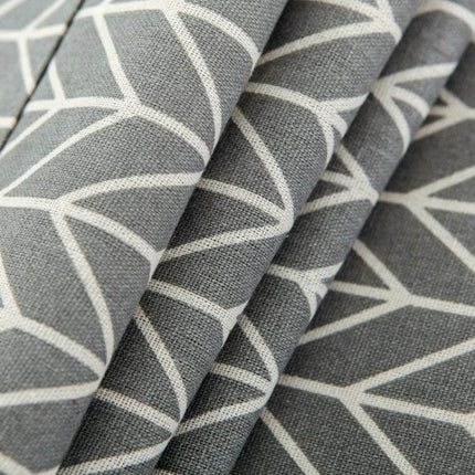 Cotton Linen Microwave Oven Dust Cover 30x90cm For Kitchen Use — grey cotton-linen printed fabric close-up showing geometric pattern and texture