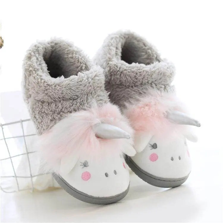 Cozy Plush Winter Cotton Slippers with Non-Slip Bag Heel