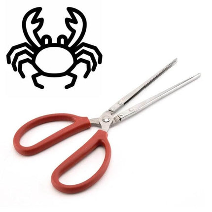 Crab Tongs Stainless Steel 53cm Curved Clip For Seafood Handling - stainless steel tongs with PP handles and serrated curved jaws for gripping crabs and shellfish