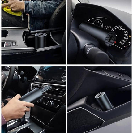 Creative Mini Handheld Vacuum Cleaner USB Charging for Quick Cleanups used in car cupholder and crevices for crumbs and dust, compact 65 x 185 mm, 356 g