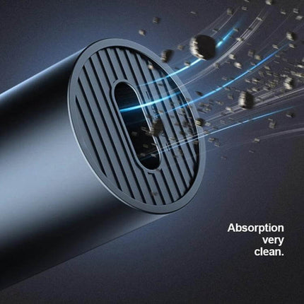 Creative Mini Handheld Vacuum Cleaner USB Charging for Quick Cleanups - close-up of black mini vacuum nozzle sucking up dust and debris, USB-charged compact design