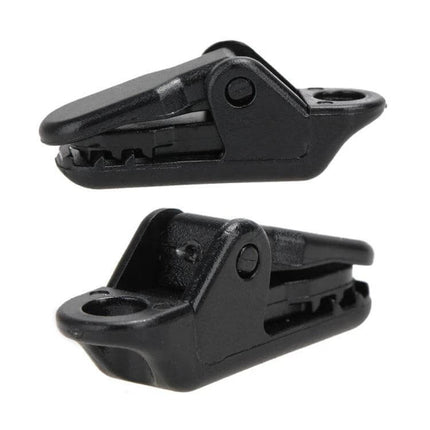 Crocodile Mouth Tent Clip Black Nylon Clamp for Securing Tents - black nylon clamp gripping tent fabric, camping awning accessory