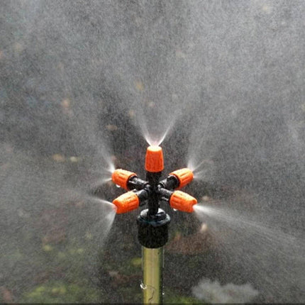 Cross Five-Outlet Spray Nozzle 2-Pack for Garden Watering - dual pack irrigation nozzle spraying even mist across garden beds