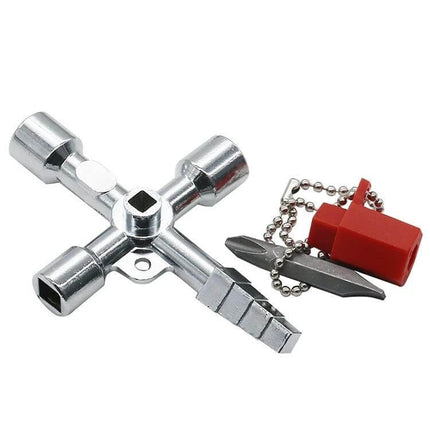 Cross Key Inner Triangle Wrench for Water Meter Valves compact zinc alloy key for confined spaces, plated corrosion-resistant finish