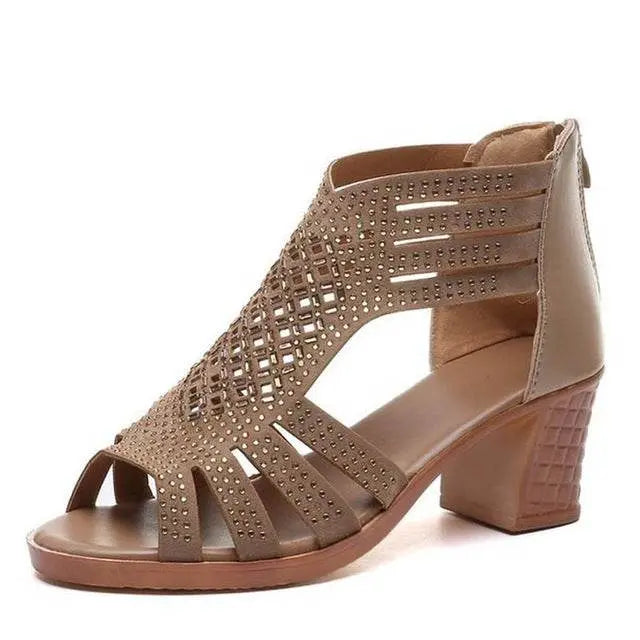 Crystal Hollow Out Peep Toe Wedges Sandals for Summer Style