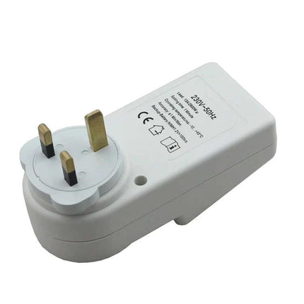 Smart Programmable Plug Timer With LCD Clock And UK Plug showing UK socket front and LCD timer unit