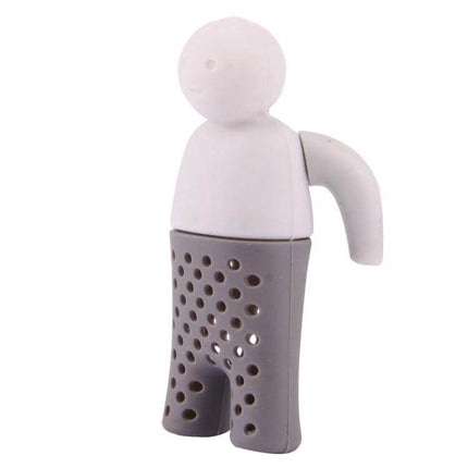 Cute Mr Tea Infuser Compact Silicone Tea Strainer For Everyday Tea - gray silicone novelty tea infuser with human-shaped design