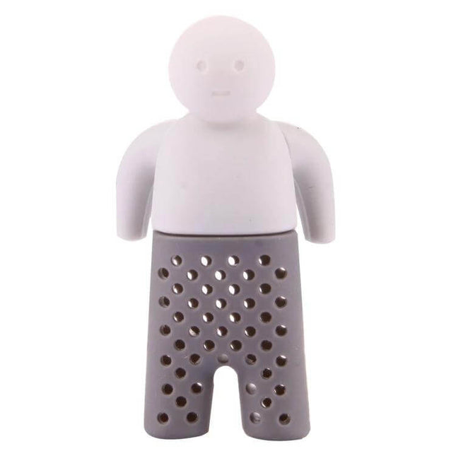 Cute Mr Tea Infuser Compact Silicone Tea Strainer For Everyday Tea - gray silicone novelty tea infuser shaped like a small person