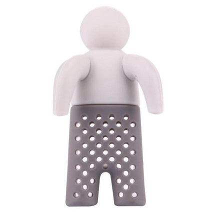 Cute Mr Tea Infuser Compact Silicone Tea Strainer For Everyday Tea - gray silicone novelty tea infuser shaped like a little person