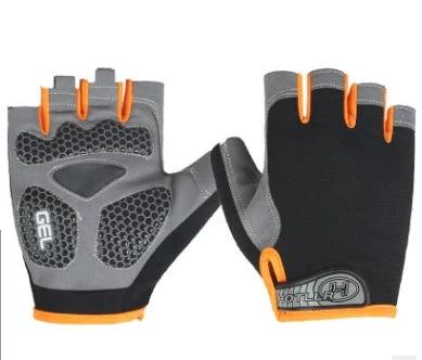 Cycling Gel-Padded Anti-Slip Half-Finger Gloves For Fitness - unisex breathable gel-padded cycling and workout gloves with invisible easy-pull design