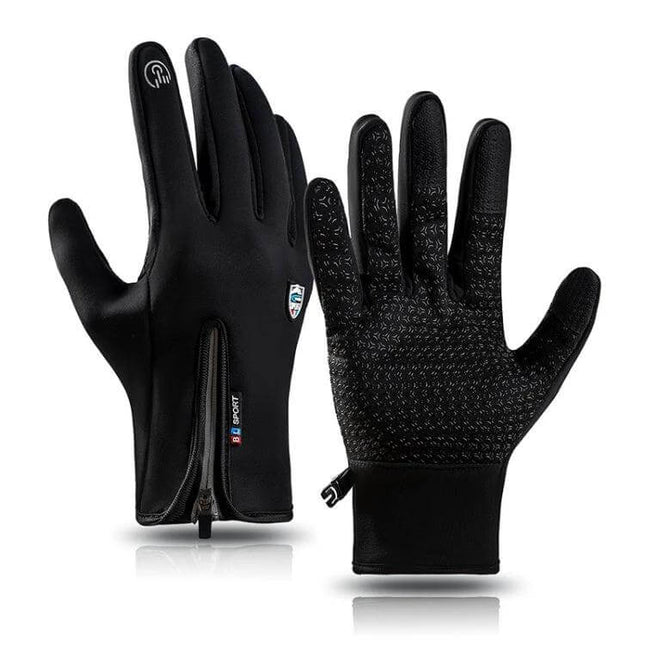 Cycling Gloves Medium For Cold Weather And Touch Screen - black touchscreen winter cycling gloves with anti-slip silicone palm and zippered cuff