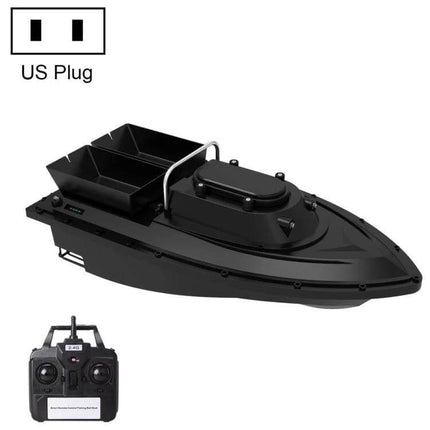 D12C Fishing Bait Boat Remote Control For Easy Bait Delivery - black dual-bin RC bait boat with 500m range and US plug