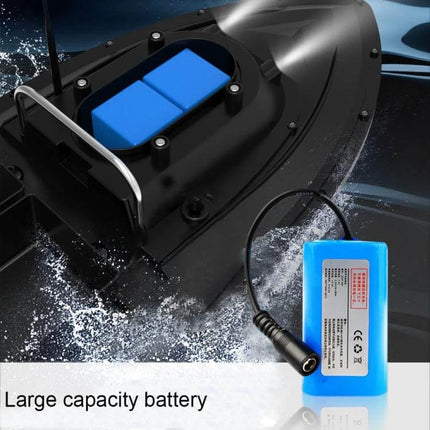 D12C Fishing Bait Boat Remote Control For Easy Bait Delivery showing dual bait bins, large capacity battery and streamlined ABS hull for precise bait placement