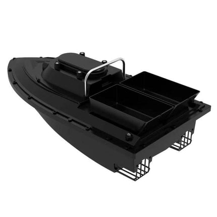 D12C Fishing Bait Boat Remote Control For Easy Bait Delivery - black dual-bin RC bait boat with 500m range and streamlined ABS hull