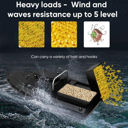 D12C Fishing Bait Boat Remote Control For Easy Bait Delivery dual-bait-bins 1.5kg auto-calibration ABS hull heavy-loads wind-waves resistance