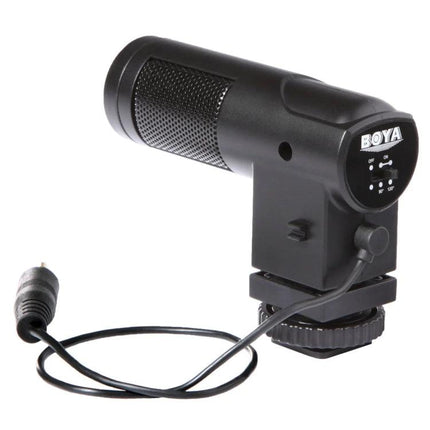 Boya Microphone for Everyday Video Recording on Devices compact stereo on-camera mic reducing background noise for outdoor videos and interviews
