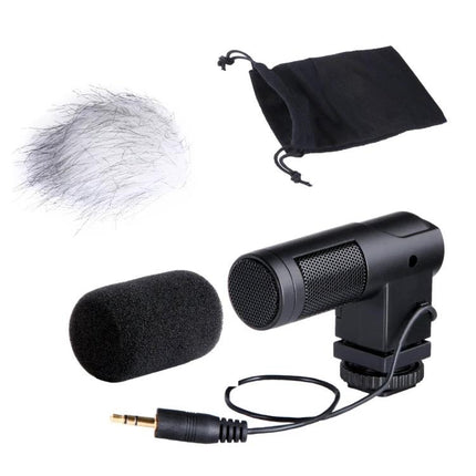 Boya Microphone for Everyday Video Recording on Devices compact stereo mic with windshield foam pouch and 3.5mm cable