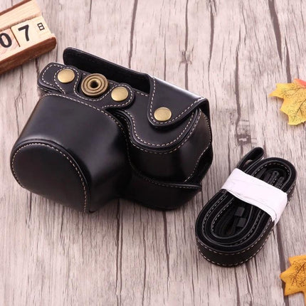Durable PU Leather Protective Case with Strap for Sony Cameras - black PU leather camera case with strap for Sony A6000
