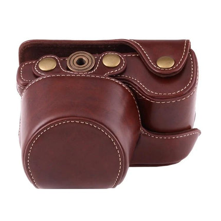 Durable PU Leather Protective Case with Strap for Sony Cameras — brown PU leather protective camera case with strap for Sony A6000, dust and scratch protection