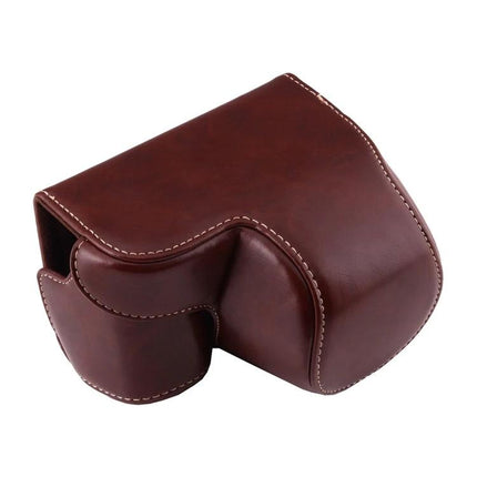 Durable PU Leather Protective Case with Strap for Sony Cameras brown PU leather protective cover for Sony A6000 with strap-compatible design