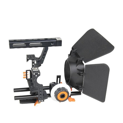 YELANGU A7 Camera Cage Set for Stable Video Recording mounted with matte box, follow focus and top handle for steady handheld filming