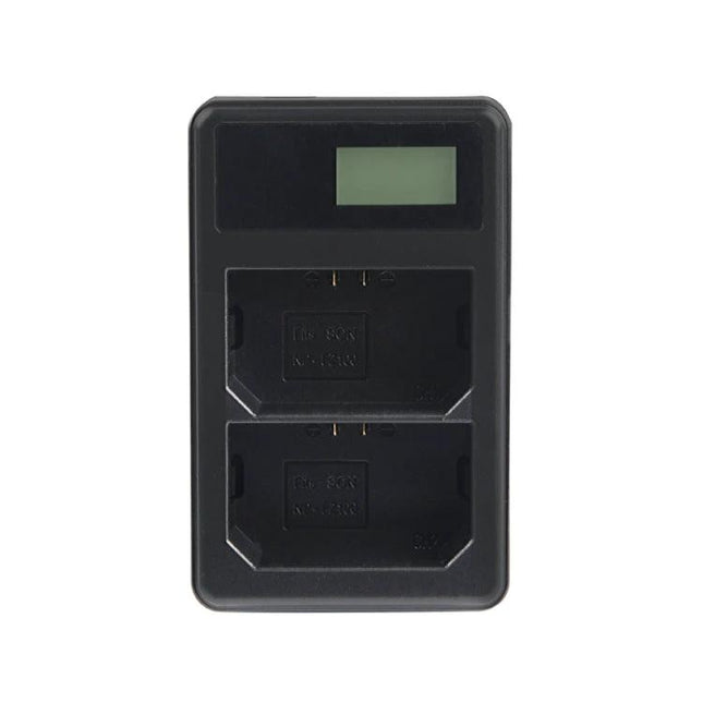 Portable USB Battery Charger for Sony NP-FZ100 Cameras - dual-slot USB charger with LCD for on-location charging