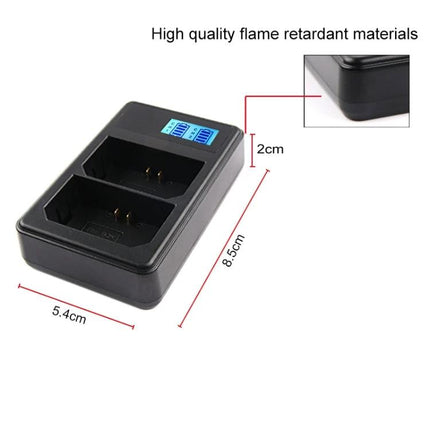 Portable USB Battery Charger for Sony NP-FZ100 Cameras black dual-slot USB charger with LCD and dimensions 8.5x5.4x2cm