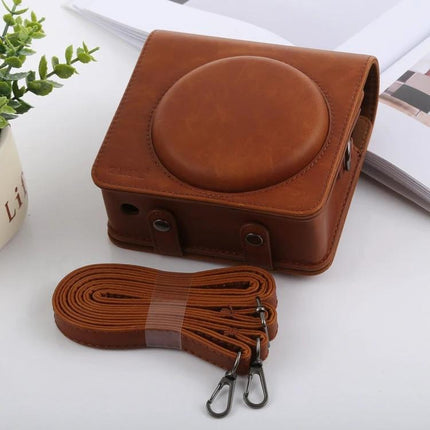 Retro Style PU Leather Camera Case for Fujifilm Instax SQ6 with Strap - brown retro PU leather protective case with detachable strap