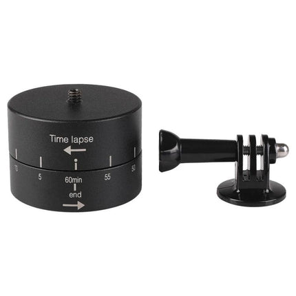 GoPro-Compatible Tripod Head for Time Lapse Photography compact black time-lapse tripod head with GoPro mount, adjustable angle for sunrise and outdoor vlogging